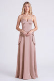 Burnt Orange Spaghetti Straps A Line Satin Bridesmaid Dress