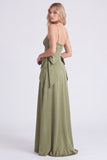 Burnt Orange Spaghetti Straps A Line Satin Bridesmaid Dress
