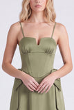 Burnt Orange Spaghetti Straps A Line Satin Bridesmaid Dress