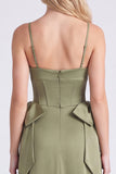 Burnt Orange Spaghetti Straps A Line Satin Bridesmaid Dress