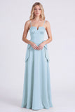 Burnt Orange Spaghetti Straps A Line Satin Bridesmaid Dress