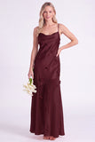 Pink Mermaid Satin Long Bridesmaid Dress with 3D Flowers