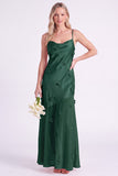 Pink Mermaid Satin Long Bridesmaid Dress with 3D Flowers