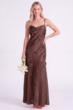Pink Mermaid Satin Long Bridesmaid Dress with 3D Flowers