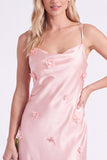 Pink Mermaid Satin Long Bridesmaid Dress with 3D Flowers