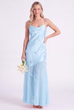 Pink Mermaid Satin Long Bridesmaid Dress with 3D Flowers