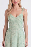 Sage A Line Chiffon Long Bridesmaid Dress with 3D Flowers