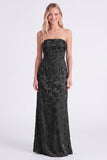 Strapless Light Blue Jacquard Mermaid Long Bridesmaid Dress