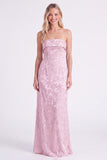 Strapless Light Blue Jacquard Mermaid Long Bridesmaid Dress