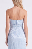 Strapless Light Blue Jacquard Mermaid Long Bridesmaid Dress