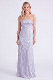 Strapless Light Blue Jacquard Mermaid Long Bridesmaid Dress