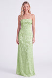 Strapless Light Blue Jacquard Mermaid Long Bridesmaid Dress