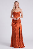 Sage Jacquard Satin Ruched Strapless Bridesmaid Dress with Sash