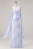Sage Mermaid Corset Strapless Bridesmaid Dress with Scarf