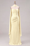 Sage Mermaid Corset Strapless Bridesmaid Dress with Scarf
