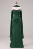 Sage Mermaid Corset Strapless Bridesmaid Dress with Scarf