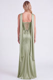 Sage Mermaid Corset Strapless Bridesmaid Dress with Scarf