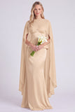 Light Blue Satin Corset Mermaid Bridesmaid Dress with Cape