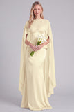 Light Blue Satin Corset Mermaid Bridesmaid Dress with Cape