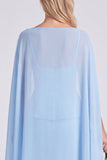 Light Blue Satin Corset Mermaid Bridesmaid Dress with Cape