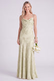 Daffodil Jacquard Mermaid Cowl Neck Long Bridesmaid Dress