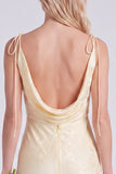 Daffodil Jacquard Mermaid Cowl Neck Long Bridesmaid Dress