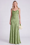 Daffodil Jacquard Mermaid Cowl Neck Long Bridesmaid Dress