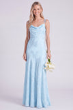 Daffodil Jacquard Mermaid Cowl Neck Long Bridesmaid Dress