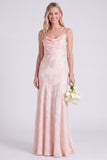 Daffodil Jacquard Mermaid Cowl Neck Long Bridesmaid Dress