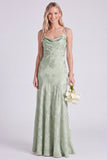 Daffodil Jacquard Mermaid Cowl Neck Long Bridesmaid Dress