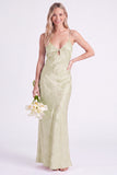 Blue Jacquard Keyhole Spaghetti Straps Long Bridesmaid Dress