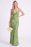 Blue Jacquard Keyhole Spaghetti Straps Long Bridesmaid Dress
