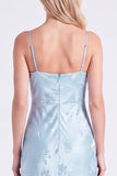 Blue Jacquard Keyhole Spaghetti Straps Long Bridesmaid Dress