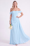 Off the Shoulder Burnt Orange Chiffon Long Bridesmaid Dress with Sash
