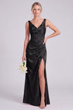Blush Pink Floral Jacquard Corset Bridesmaid Dress with Slit