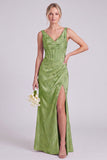 Blush Pink Floral Jacquard Corset Bridesmaid Dress with Slit