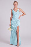 Blush Pink Floral Jacquard Corset Bridesmaid Dress with Slit
