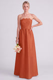 Daffodil A Line Strapless Long Bridesmaid Dress