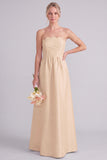Daffodil A Line Strapless Long Bridesmaid Dress