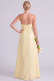 Daffodil A Line Strapless Long Bridesmaid Dress