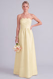 Daffodil A Line Strapless Long Bridesmaid Dress