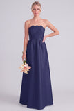 Daffodil A Line Strapless Long Bridesmaid Dress