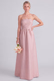 Daffodil A Line Strapless Long Bridesmaid Dress