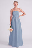 Daffodil A Line Strapless Long Bridesmaid Dress