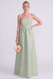 Daffodil A Line Strapless Long Bridesmaid Dress