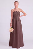 Daffodil A Line Strapless Long Bridesmaid Dress