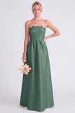Daffodil A Line Strapless Long Bridesmaid Dress