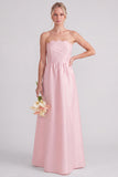 Daffodil A Line Strapless Long Bridesmaid Dress