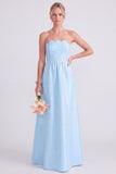 Daffodil A Line Strapless Long Bridesmaid Dress