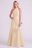 Light Blue Halter A Line Long Bridesmaid Dress
